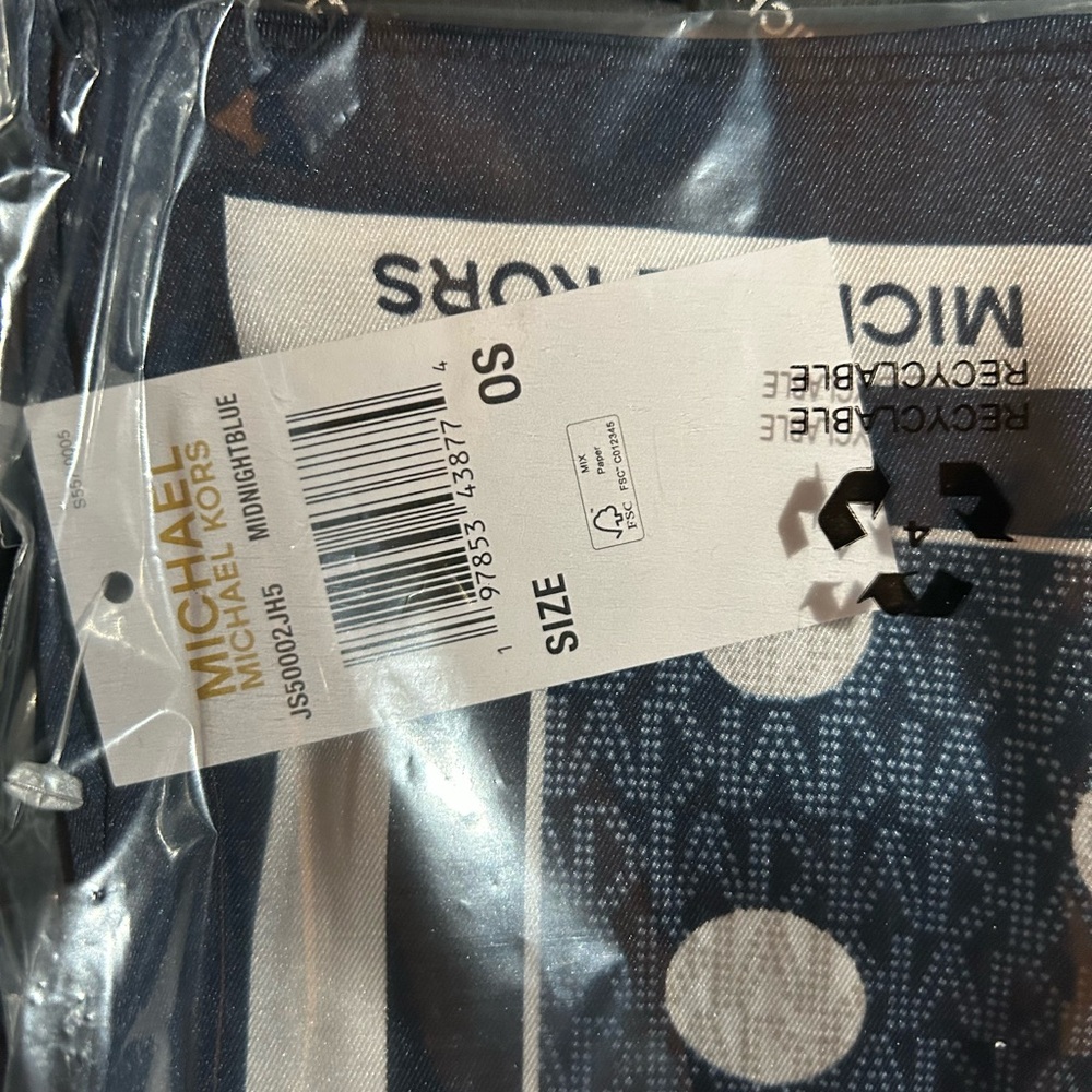 Michael Kors Blue White Polka Dot Satin Twill Scarf NWT Giftbox - Picture 4 of 5